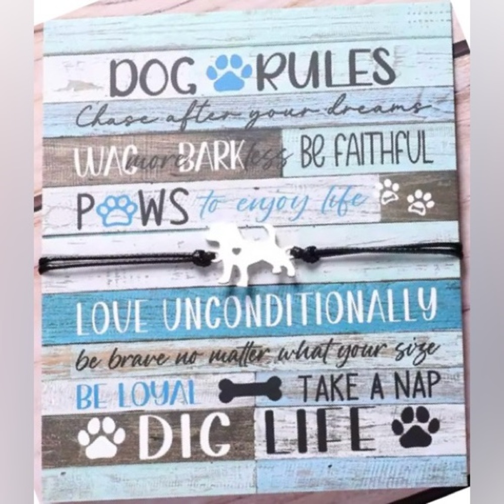 $4 Dog Paw Print Bracelet With Card New $4 WHEN BUNDLED WITH 3 OR MORE ITEMS